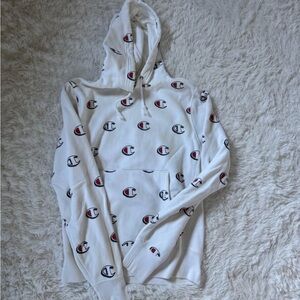 Champion White Hoodie with Logo Accents